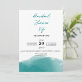 モダンティール（緑がかった色）ブルーウォーター色ブライダルシャワー招待状 招待状 (スタンド正面)