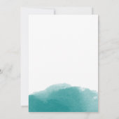 モダンティール（緑がかった色）ブルーウォーター色ブライダルシャワー招待状 招待状 (裏面)