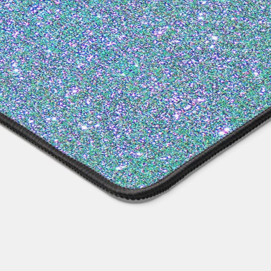 モダンティール（緑がかった色）ブルーグリッターグラムパーソナライズされた デスクマット (コーナー)