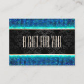 モダンティール（緑がかった色）&ブルーシークインギフト券 割引カード (正面)