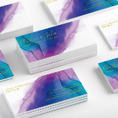 モダンティール（緑がかった色）ブルーパープル抽象芸術アート 名刺