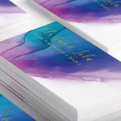 モダンティール（緑がかった色）ブルーパープル抽象芸術アート 名刺