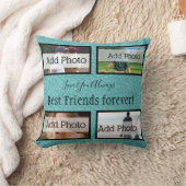 モダンティール(緑がかった色)ブルーピローBFF最高のフ友達永遠 クッション (ブランケット)