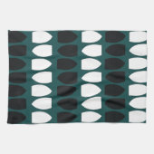 モダンティール（緑がかった色）ブルーホワイトブラックジオメトリック キッチンタオル (横)