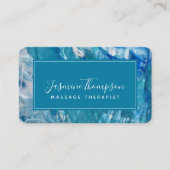 モダンティール（緑がかった色）ブルー抽象芸術アートラウンドビジネスカード 名刺 (正面)