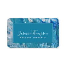 モダンティール（緑がかった色）ブルー抽象芸術アートラウンドビジネスカード