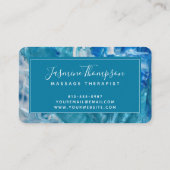 モダンティール（緑がかった色）ブルー抽象芸術アートラウンドビジネスカード 名刺 (裏面)