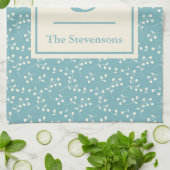 モダンティール(緑がかった色)ブ素朴ルーフローラファミリーモノグラム キッチンタオル (折り畳み)