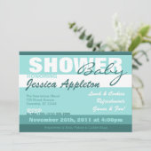 モダンティール（緑がかった色）ベビーシャワー招待状 招待状 (スタンド正面)