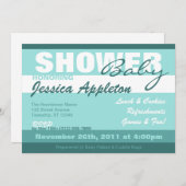 モダンティール（緑がかった色）ベビーシャワー招待状 招待状 (正面/裏面)