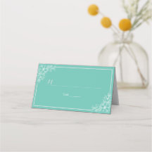 モダンティール（緑がかった色）ホワイトフローラテーブル番号座席名