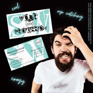 モダンティール（緑がかった色）ホワイトブラック（ロゴとモノグラム） 名刺