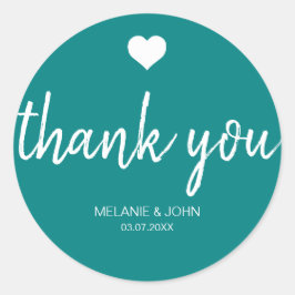 モダンティール（緑がかった色）ミニマル結婚タイポグラフィ ラウンドシール