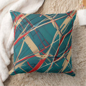 モダンティール（緑がかった色）、レッド&タン クッション (ブランケット)