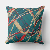 モダンティール（緑がかった色）、レッド&タン クッション (正面)