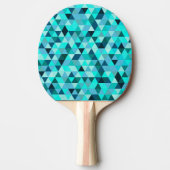 モダンティール（緑がかった色）三角形パターン 卓球ラケット (正面)