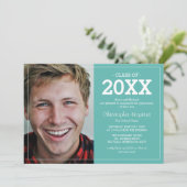 モダンティール（緑がかった色）写真卒業会 招待状 (スタンド正面)