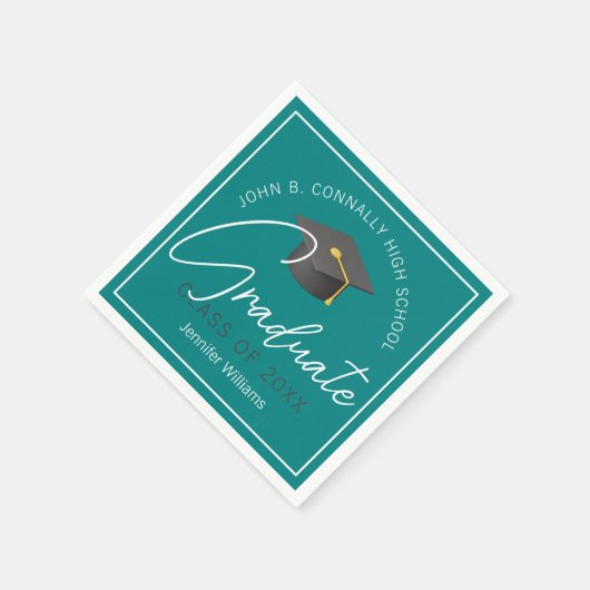 モダンティール（緑がかった色）卒業カスタム卒業会 スタンダードカクテルナプキン (角)