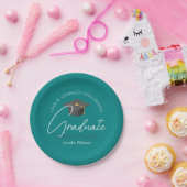 モダンティール（緑がかった色）卒業カスタム卒業会 ペーパープレート (パーティー)