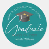 モダンティール（緑がかった色）卒業カスタム卒業会 ラウンドシール (正面)