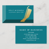 モダンティール（緑がかった色）及びフェイク金ゴールド真空洗浄業務 名刺 (正面/裏面)