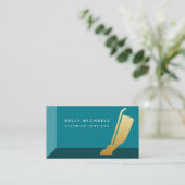 モダンティール（緑がかった色）及びフェイク金ゴールド真空洗浄業務 名刺 (スタンド正面)