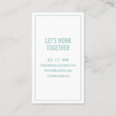 モダンティール（緑がかった色）及び白シンプル幾何学的ミニマリスト 名刺 (裏面)