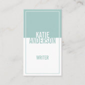 モダンティール（緑がかった色）及び白シンプル幾何学的ミニマリスト 名刺 (正面)