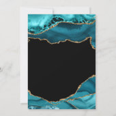 モダンティール(緑がかった色)及び金ゴールドアガートストーンブライダルシャワー 招待状 (裏面)