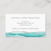 モダンティール（緑がかった色）及び銀ゲード瑪瑙の水色 名刺 (裏面)