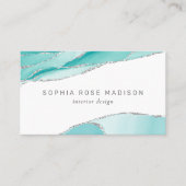 モダンティール（緑がかった色）及び銀ゲード瑪瑙の水色 名刺 (正面)