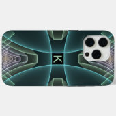 モダンティール(緑がかった色)幾何フラクタルアートグラフィックモノグラム Case-Mate iPhoneケース (裏面 (横))