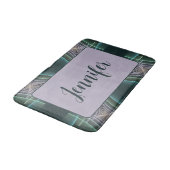 モダンティール(緑がかった色)幾何学的フラクタルアートグラフィック名 バスマット (アングル)