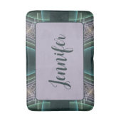 モダンティール(緑がかった色)幾何学的フラクタルアートグラフィック名 バスマット (正面縦)