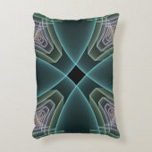 モダンティール（緑がかった色）幾何学的フラクタルアートグラフィック アクセントクッション (正面(垂直))