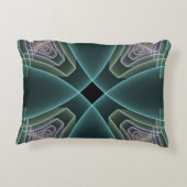 モダンティール(緑がかった色)幾何学的フラクタルアートグラフィック アクセントクッション (裏面)