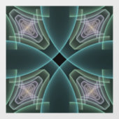 モダンティール(緑がかった色)幾何学的フラクタルアートグラフィック ウィンドウサイン (シート)