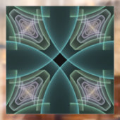 モダンティール(緑がかった色)幾何学的フラクタルアートグラフィック ウィンドウサイン (シート2)