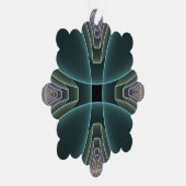 モダンティール（緑がかった色）幾何学的フラクタルアートグラフィック オーナメントカード (右)