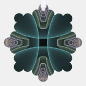 モダンティール（緑がかった色）幾何学的フラクタルアートグラフィック オーナメントカード (裏面)