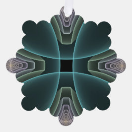 モダンティール（緑がかった色）幾何学的フラクタルアートグラフィック オーナメントカード