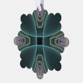 モダンティール（緑がかった色）幾何学的フラクタルアートグラフィック オーナメントカード (左)