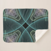 モダンティール（緑がかった色）幾何学的フラクタルアートグラフィック シェルパブランケット (正面(横))