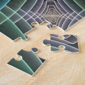 モダンティール(緑がかった色)幾何学的フラクタルアートグラフィック ジグソーパズル (側面)