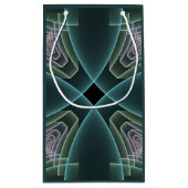 モダンティール（緑がかった色）幾何学的フラクタルアートグラフィック スモールペーパーバッグ (裏面)