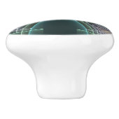 モダンティール（緑がかった色）幾何学的フラクタルアートグラフィック セラミックノブ (側面)