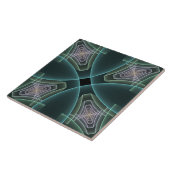 モダンティール(緑がかった色)幾何学的フラクタルアートグラフィック タイル (側面)