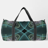 モダンティール（緑がかった色）幾何学的フラクタルアートグラフィック ダッフルバッグ (正面)