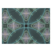 モダンティール（緑がかった色）幾何学的フラクタルアートグラフィック テーブルクロス (正面(横))