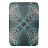 モダンティール（緑がかった色）幾何学的フラクタルアートグラフィック バスマット (正面縦)